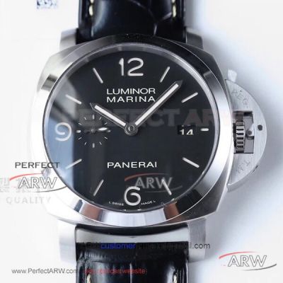 VS Factory Panerai Luminor (1950) Marina 44MM P.9000 Automatic Watch -PAM00312 Stainless Steel Case Black Dial Black Leather Strap